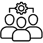 Icon of people with illustrating team and task management
